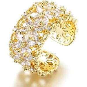 RING6 | Solweave 18K Plated Red Flower Open Ring